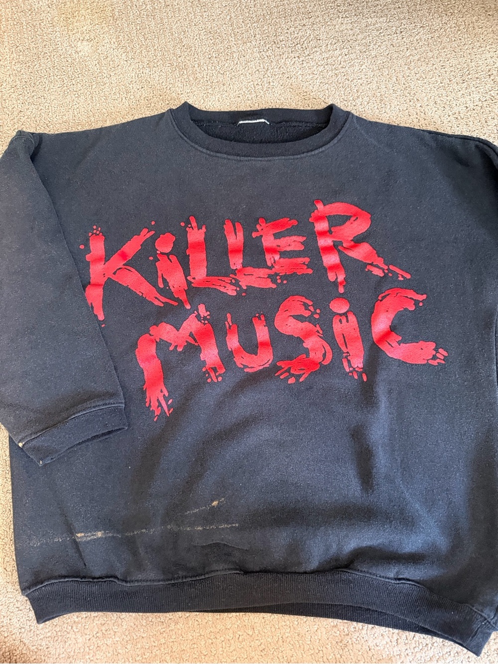 Vintage Black 'Killer Music' Graphic Crewneck Sweater